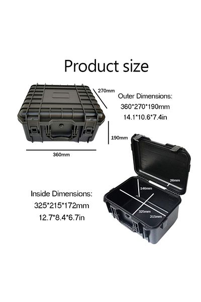 DUTRIEUX 360x270x190mm Waterproof Hard Carry Case Bag Tool Case With Sponge Storage Box Suitcase Precision In