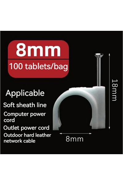 Choice 8mm 100pcs Round Cable Clips 4~16 Mm C Shaped Management Nylon Carbon Steel Nails Line Cord Tie Circ