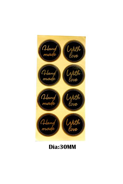 Choice Handmade Love 80pcs Black Round Hot Stamping 3cm Wedding Party Stationery Gift Baked Food Packaging