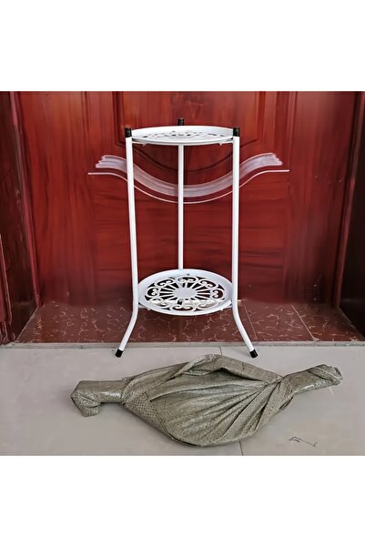 Choice حامل نباتات معدني أبيض بارتفاع 19.69 بوصة، عبوة واحدة، حامل نباتات طوي...