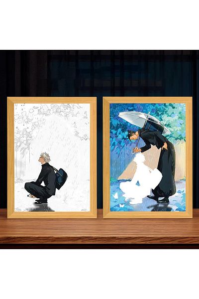 Choice 22cm High A Jujutsu Kaisen Led Photo Frame Light Anime Figure Deco Frame Art Painting Design Night L