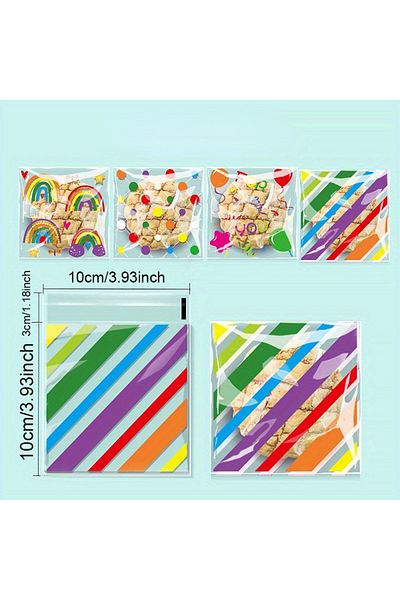 Choice Other 10x13cm 100pcs Self Sealing Cookie Bags For Packaging Rainbow Cellophane Treat Bags For Gift G
