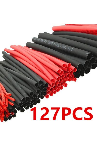 Choice 127pcs Black Red Heat Shrink Tubing 2:1 Assortment Polyolefin Tube Car Cable Sleeving Wrap Wire Kit