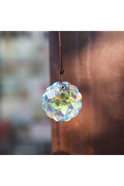 Choice Flower 1 Pc With Rope Colorful Crystal Glass Prism Ball Suncatcher Pendant, Home Garden Craft Decora