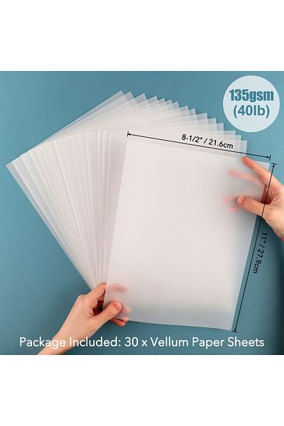 Choice 135gsm 40lb 30pcs/set Frosted Smooth Vellum Paper Sheets For Diy Scrapbooking Heat Resistant Transl