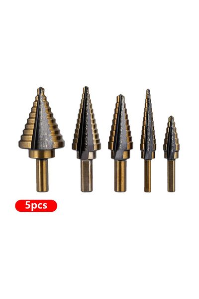 Choice 5pcs Opp Bagged Hss 4241 Cobalt Step Drill Bit Set Metal Drilling Hole Tools, 5/6pcs Cone Drill Bits