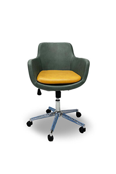 Atom Ofis Melik Sarı Deri Ofis, Çalışma Koltuğu | Yatar & Ayarlanabilir Mekan...