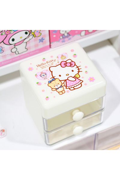 Choice Kitty A Sanrio Mini Desk Organizer Cartoon Hello Kitty Cinnamoroll Melody Double Layer Jewelry Stick
