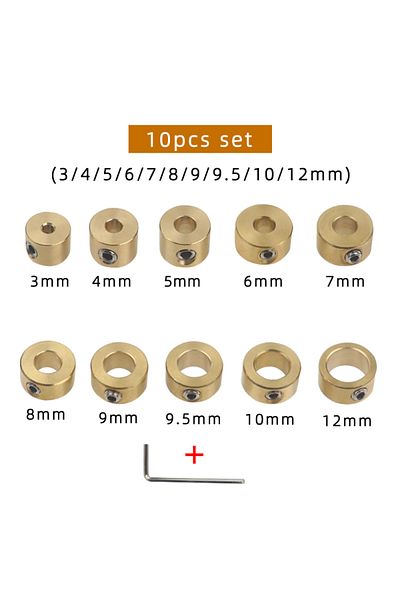 Choice 10pcs Set 3-12mm Drill Bit Tools Brass Depth Stop Collars Ring Positioner Ring With Hex Wrench For W