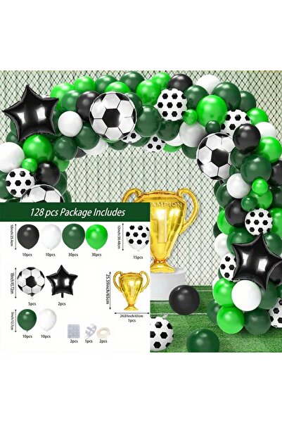 Choice مجموعة أكاليل بالونات كرة القدم متعددة الألوان، 128 قطعة - أقواس خضراء...