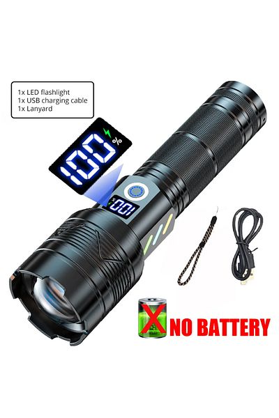 XIWANGFIRE B No Battery Super Long Range Tactical Flashlight High Power Led Torch Usb Rechargeable Strong Light