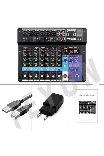 TEYUN Eu Plug 8-channel Professional Portable Mixer Sound Mixing Console Computer Input 48v Power Mo