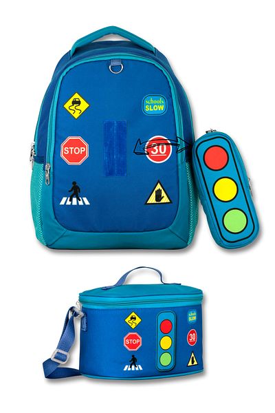 ÜMİT ÇANTA Cennec Blue Traffic Primary School Set Backpack Lunch Bag Pencil Bag