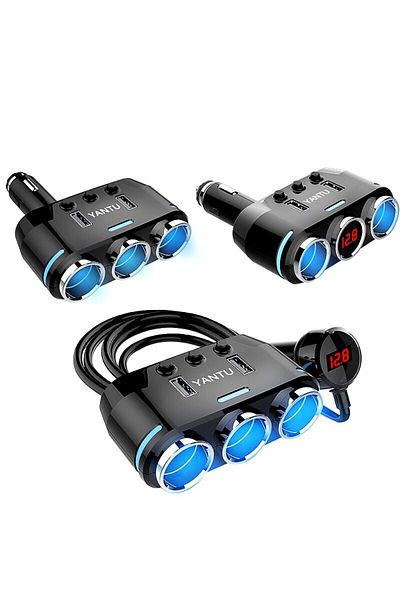 Choice 12V-24V Car Cigarette Lighter Socket Splitter Plug LED USB Phone Charger Adapter Voltage Car Ciga...