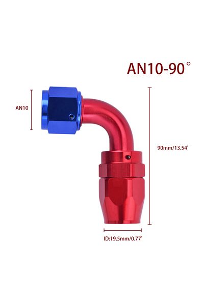 Ace speed 90an10-rdbl Aluminium An Fittings Adapter Oil Fuel Reusable Fitting Hose End 0/45/90/180 Degree An4/