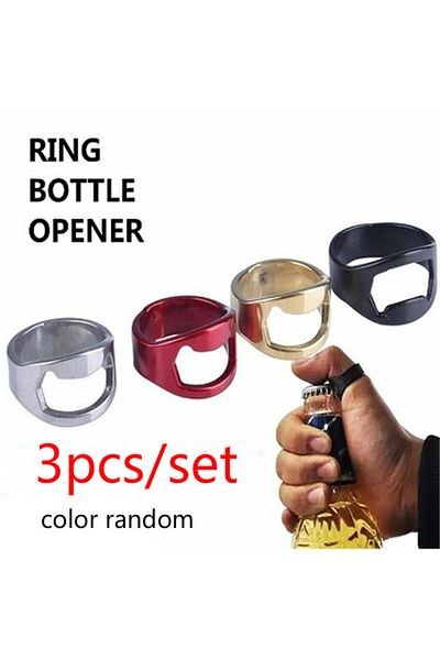 Choice 3pcs 3 Pcs/set Stainless Steel Creative Versatile Cool Finger Ring Bottle Opener Bar Beer Tools(colo