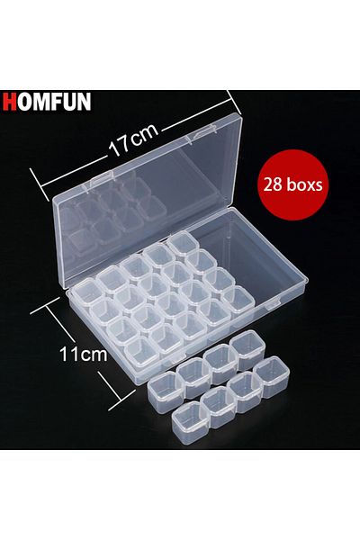 Choice 28boxs Homfun 28/56 Slots Diamond Painting Plastic Storage Box Embroidery Accessory Case Clear Beads