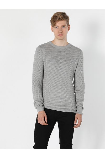 Colin's Мъжки пуловер Slim Fit в сив меланж - CL1056031