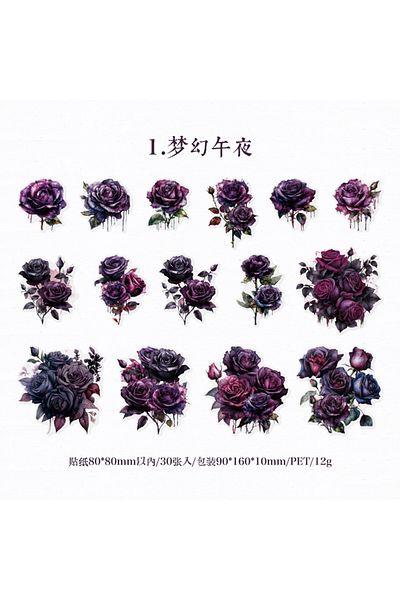 Choice 1 30 Pcs The Adventure Of Roses Vintage Ins Flower Stickers Decorative Stick Labels Diary Album Han.