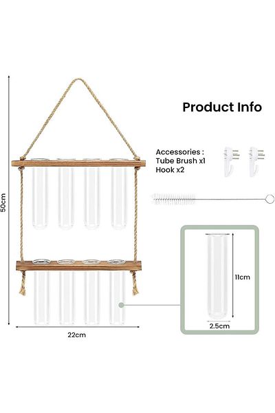 Choice Wall Hanging Test Tube, Glass Planter Plant Vase With Wooden Stand & Strings Rope, Glass Planter ...