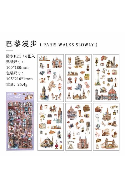 Choice A Jianqi 6pcs Literary Retro Stickers Pet Materials Diy Scrapbooking Art Collage Stationery Planner.