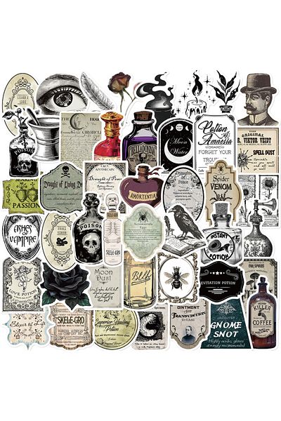 Choice 50pcs 50pcs Cartoon Gothic Pharmacist Potion Label Graffiti Creative Sticker Skateboard Guitar Compu