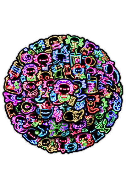 Choice 132KSHR-عادي 50 قطعة من ملصقات أكسولوتل اللطيفة المضيئة في الظلام المق...