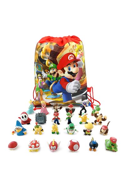 Choice 12-48pcs Super Mario Bros Action Figures Toys Set Kawaii PVC Anime Model Dolls With Storage Bag F...
