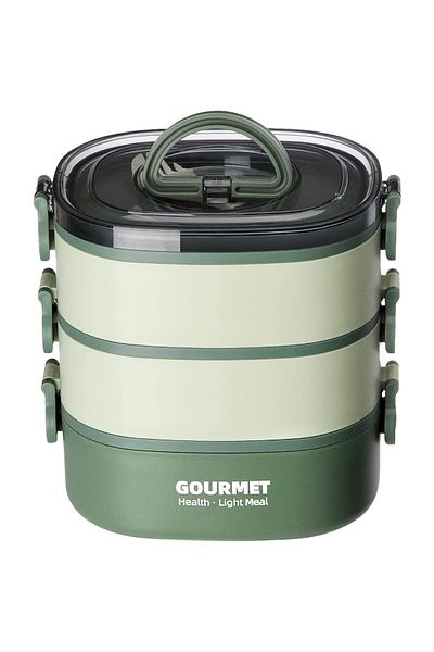 Choice 2000ml 3 Green 2000ml Lunch Box Portable 3 Layer Children Student Bento Box Leakproof Microwavable F