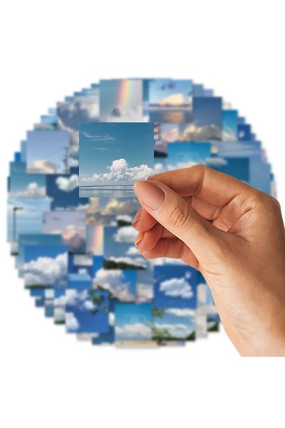 Choice 46pcs Blue Sky White Cloud Landscape Graffiti Stickers Decorated Notebook Water Cup Guitar Suitca...