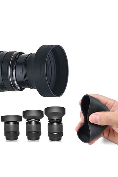Choice 72mm 49 52 55 58 62 67 72 77 82mm 3-stage 3 In1 Collapsible Rubber Foldable Lens Hood For Canon Niko