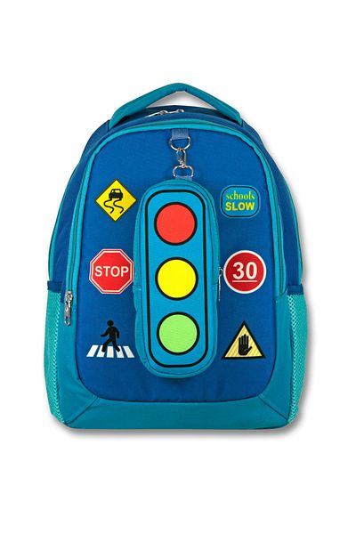 ÜMİT ÇANTA Cennec Blue Traffic Primary School Set Backpack Lunch Bag Pencil Bag