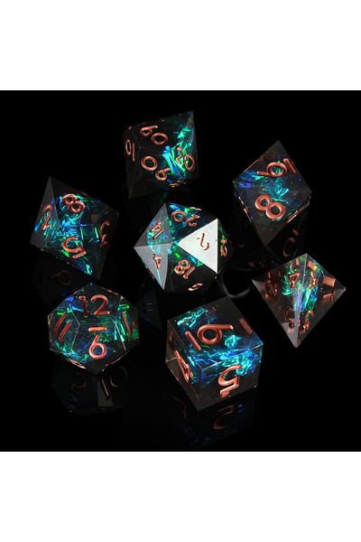 Choice Green Brown Resin Sharp Edge Dnd Dice Set For Dungeons And Dragons Role Playing And Tabletop Game
