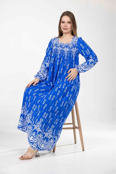 mervemoda Rochie de vară țesută cu mânecă lungă pentru femei