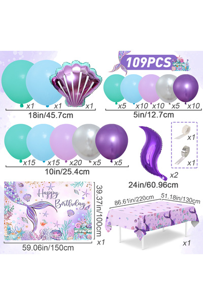 Choice كما هو موضح في مجموعة زينة حفلات حورية البحر الصغيرة بالونات وقوس إكلي...