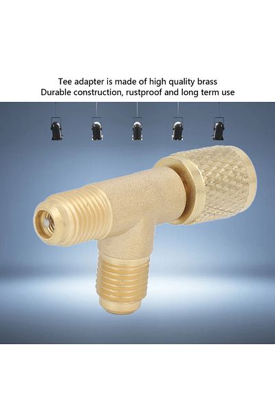 Choice 1-1/4" Quick Coupler Tee Adapter With Valve Core Brass 1/4in Sae Sturdy Structure For R22 R12 R134