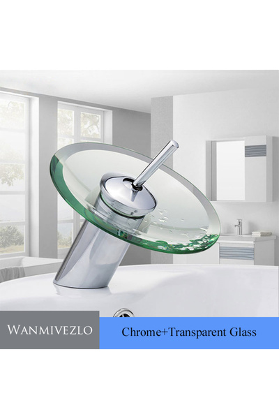 Choice Chrome Transparent Glass Colorful Glass Waterfall Bathroom Basin Sink Faucet Chrome Basin Sink Fauce