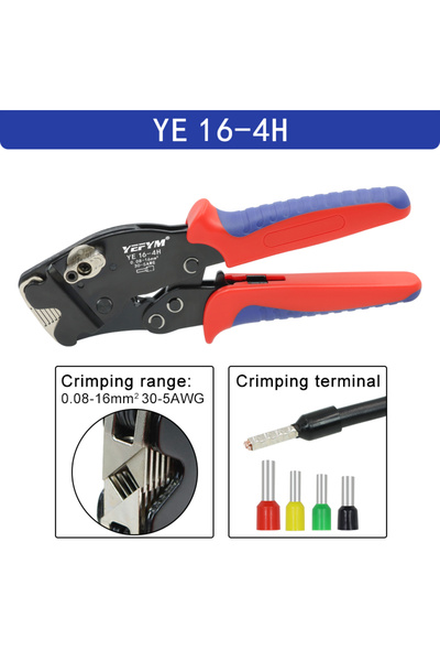 Choice أداة ضغط أطراف الأنبوب YE 16-4H 0.08-16 مم²/30-5AWG كماشة صغيرة بمقبض ضبط