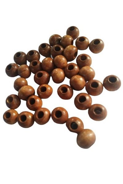 Selin 10 Mm Oak Color Wooden Beads - 100 Grams (Average ± 250 - 300 Pieces)