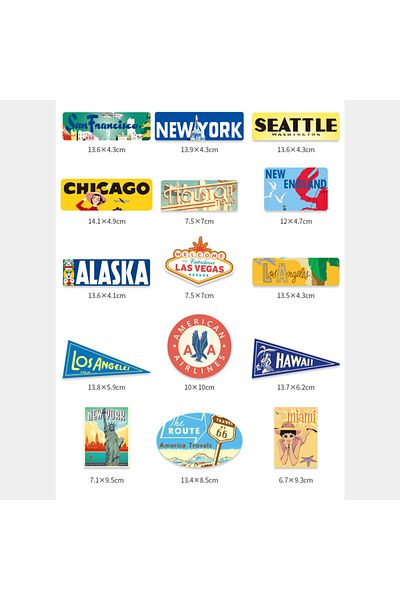 Choice 15 Pcs/Set BigSize Stickers Aesthetic Retro Pegatinas Matt Vinyl Travel Cities Laptop Decal for S...