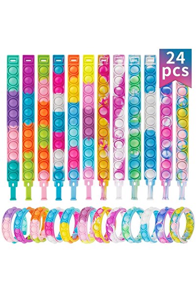 Choice 24 قطعة من ألعاب فيدجيت، 24/72 قطعة من أساور البوب، هدايا الحفلات، تخفيف التوتر، عبوات فيدجيت الحسية المربعة