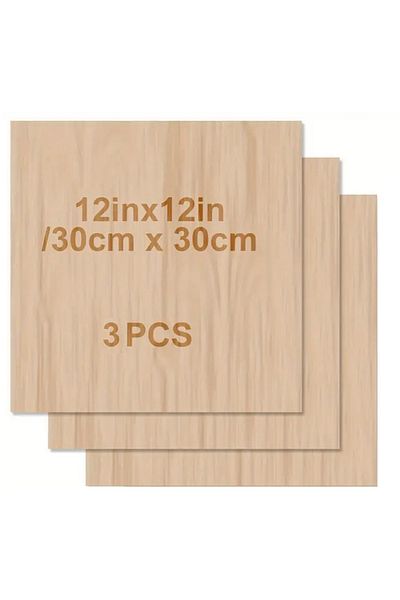 Choice Square X 3 Pcs Wood Sheets For Crafts Thick Wood Sheets With Smooth Surfaces-unfinished For Laser C