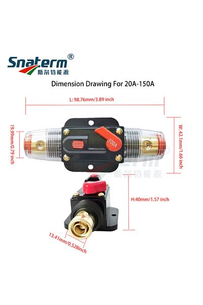 Choice 100a 150a 125a 100a 80a 60a 50a 40a 30a 20a 12v / 24v Dc Resettable Circuit Breaker Resettable Insur