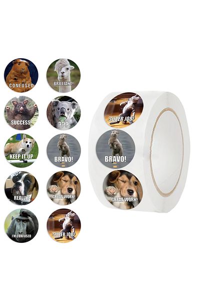 Choice 500pcs 500pcs/roll Animals Stickers For Kids Reward School Classroom Cartoon Cute Stickers For Teach