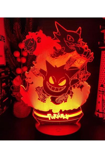 Choice 7colors No Remote Pokemon Gengar Haunter Gastly 3d Lamp Anime Led Night Light Usb Color Changing Lum