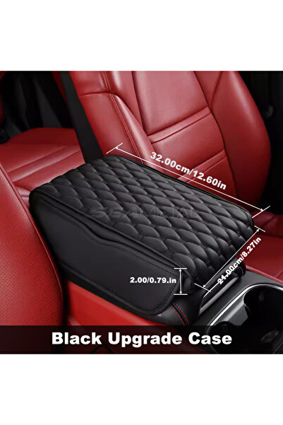 Choice مسند ذراع سيارة SEAMETAL أسود من الجلد الصناعي مع وسادة توسيع بسمك 5 س...