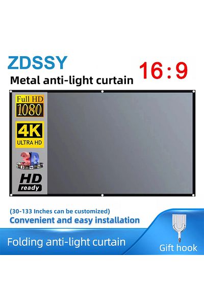 ZDSSY 130 Inch Projector Screen 16:9 Metal Anti Light Curtain Reflective Fabric Cloth For Yg300 Xgim