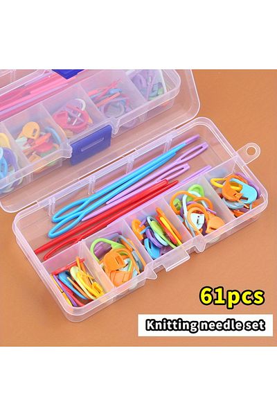 Choice Skdi-c01-2 61pcs Multicolor Plastic Resin Small Clips Knitting Crochet Markers Locking Stitch Needle