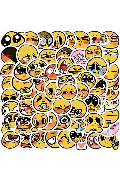 Choice 60pcs Face Stickers - Yellow Emoticon Sticker Vinyl Waterproof Decals Party Favors For Kids Cute ...