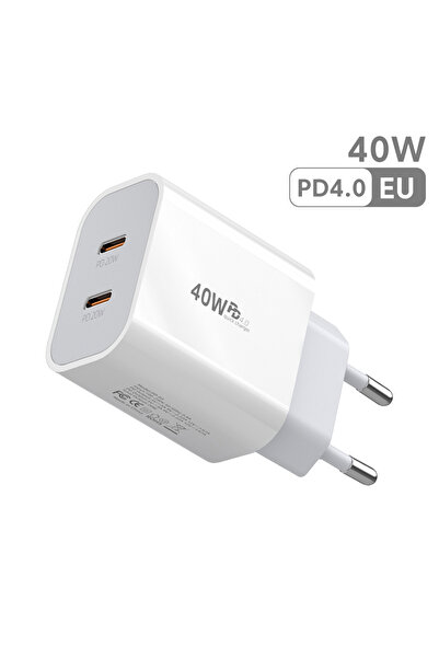 Choice شاحن PD 40 وات من النوع C بمقبس الاتحاد الأوروبي وشاحن مزدوج USB C لله...